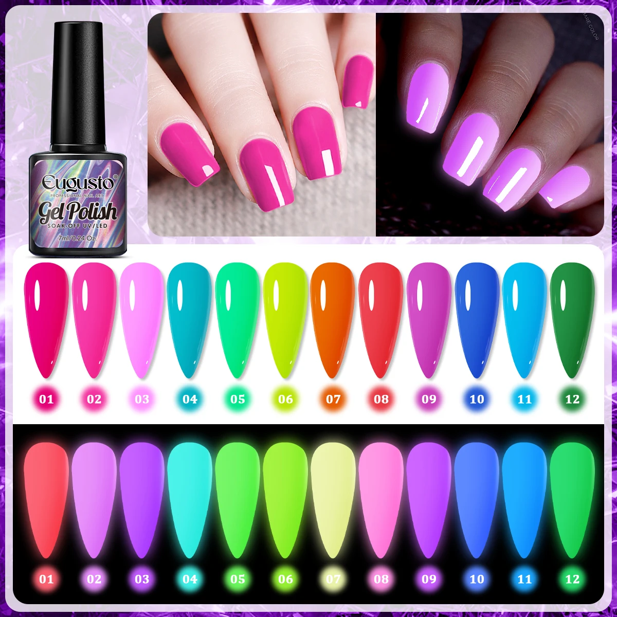 7ML neon fluorescent luminous nail polish UV gel luminous removable nail polish semi-permanent polish nail salon DIY manicu