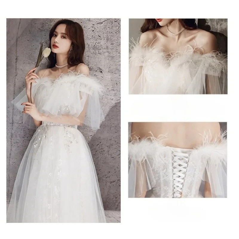 2026 Nuovo abito da sera bianco estivo da donna, compleanno monospalla alla moda da donna dimagrante, abito da banchetto per ospiti di celebrità