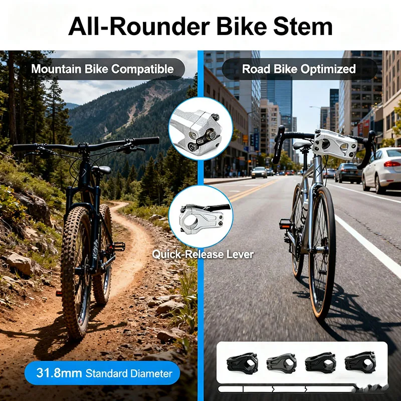 

Вынос велосипеда, вынос руля MTB, 31,8 мм * 28,6 мм, сверхлегкий вынос руля с ЧПУ, алюминиевый сплав, высокопрочный короткий руль