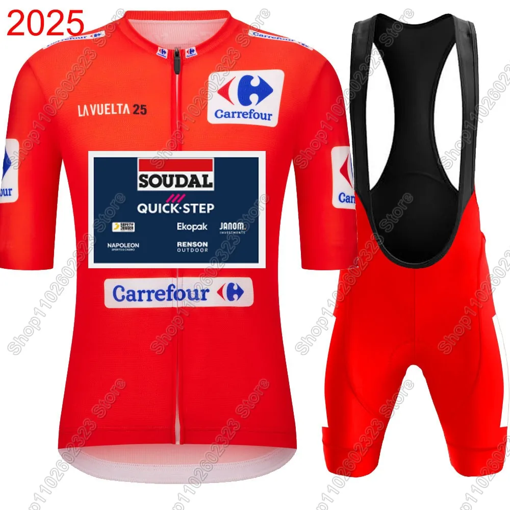 

2025 Spain Tour Soudal Quick Setp Cycling Jersey Set Bicycle Clothing Road Bike Shirts Suit Bicycle Bib Shorts MTB Ropa Maillot