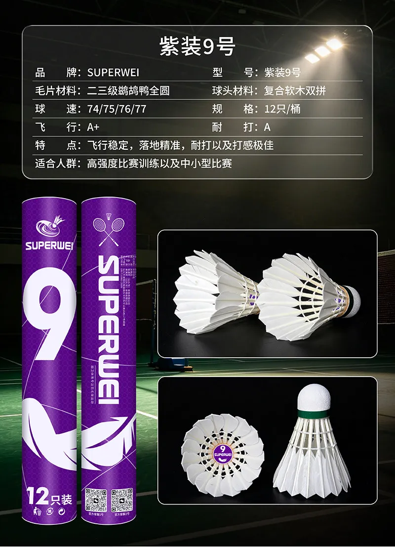 74-75-76-77-speed-12-balles-de-badminton-n°9-durables-vol-stable-conception-coupe-vent-pour-l'entrainement-et-les-matchs-des-adultes-et-des-etudiants