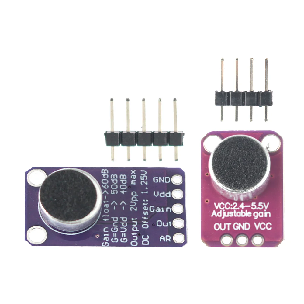 Módulo amplificador de microfone max4466 max9814, sensor de som, placa pcb, baixo ruído e agc, controle de ganho automático, kit diy para arduino, 1 peça