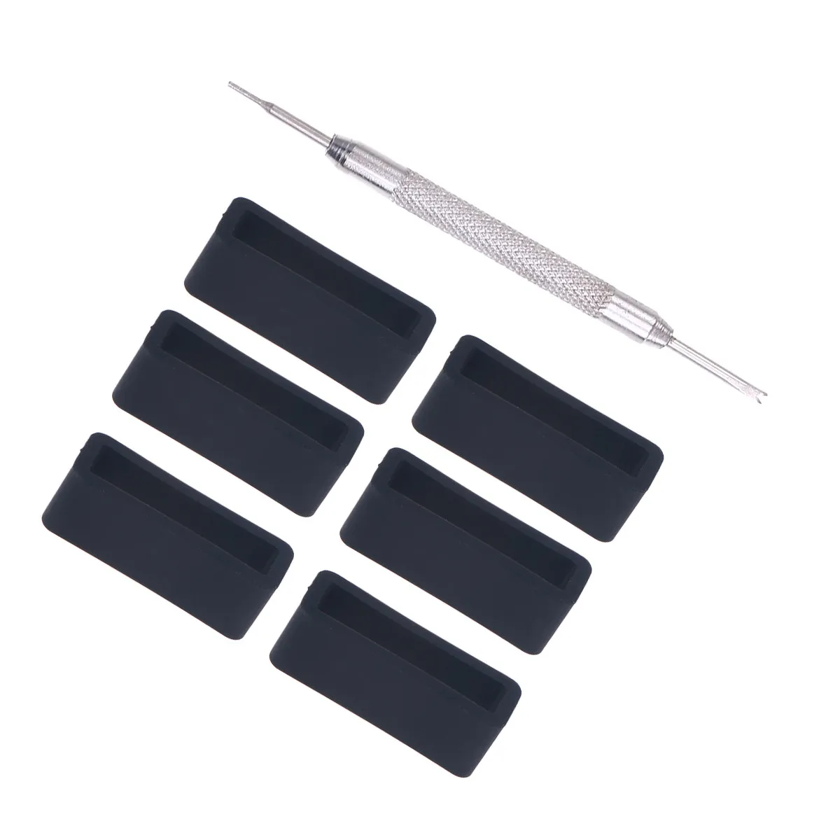 Silicone Watch Band Strap Loops 22mm 6 Pack Replacement Retainer Rings for Smartwatch with Repair Tool