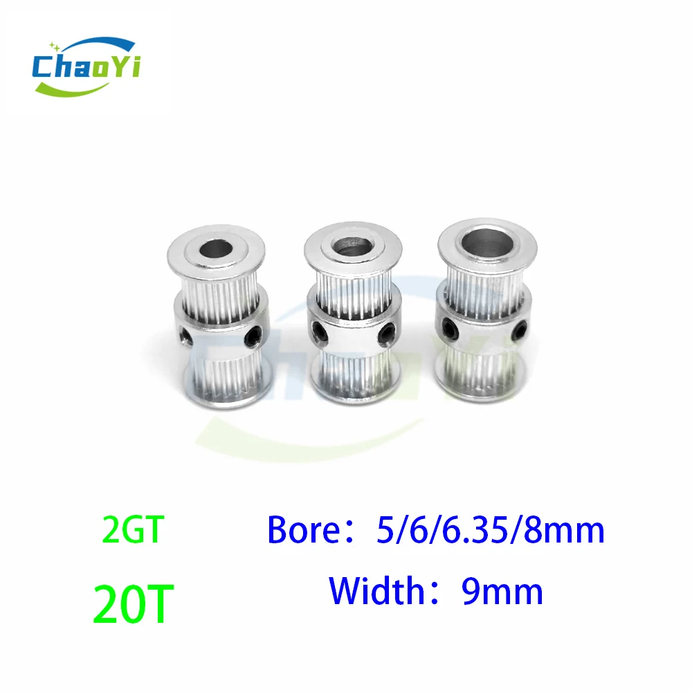 2GT 20Teeth Double Head Timing Pulley Bore 5/6/6.35/8mm Width 9mm GT2 20Teeth Small Backlash Synchronous Wheel 3D Printer Parts