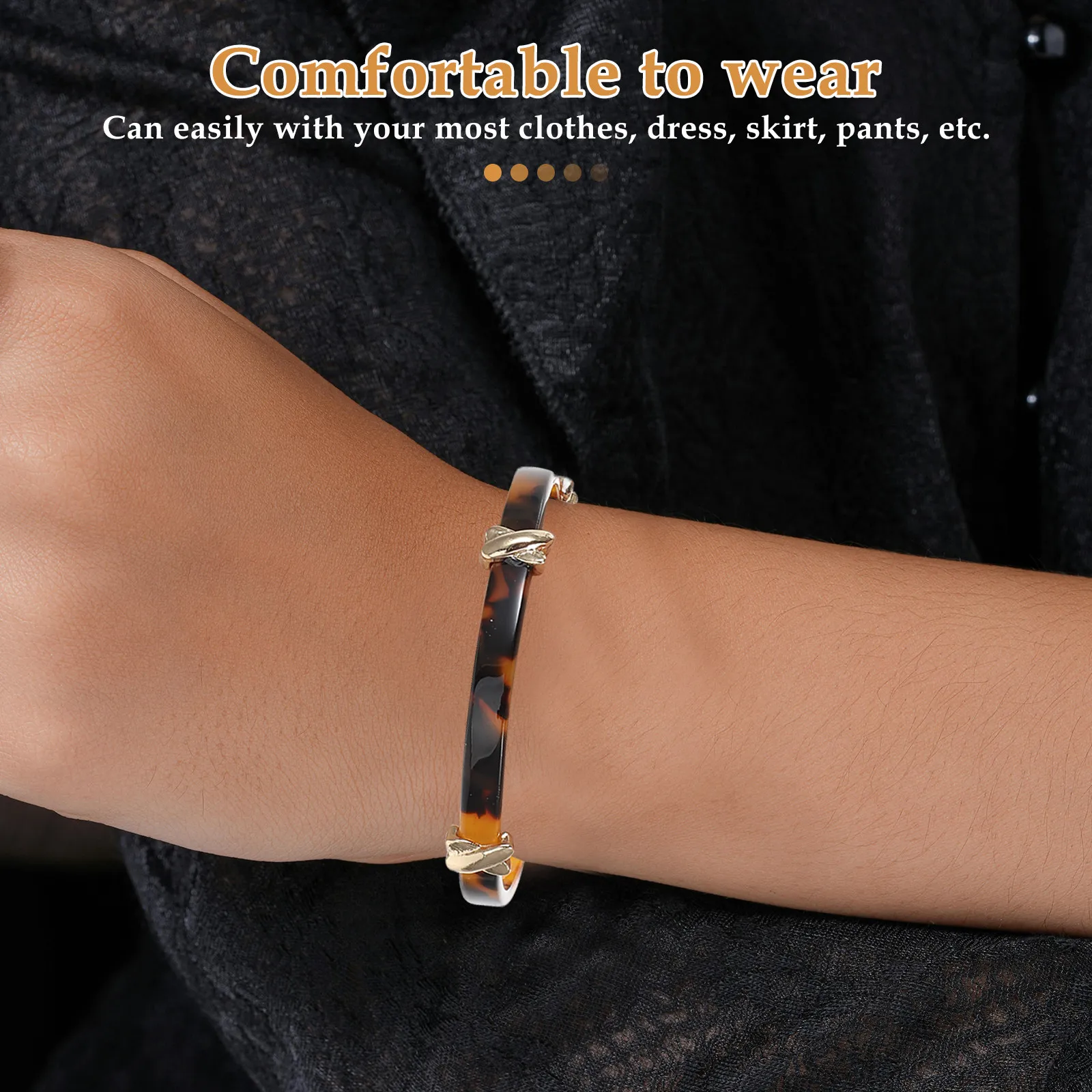 

Amber Acrylic Bangle Bracelet Women's Stylish Minimalist Jewelry Comfortable Wear Elegant Gift for Girlfriend Family Daily