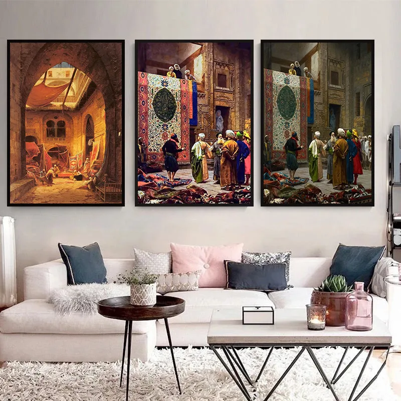 Arab Carpet Merchant Canvas Posters and Printings Famous Artwork Porch Wall Painting Wall Art Picture For Living Room Deor