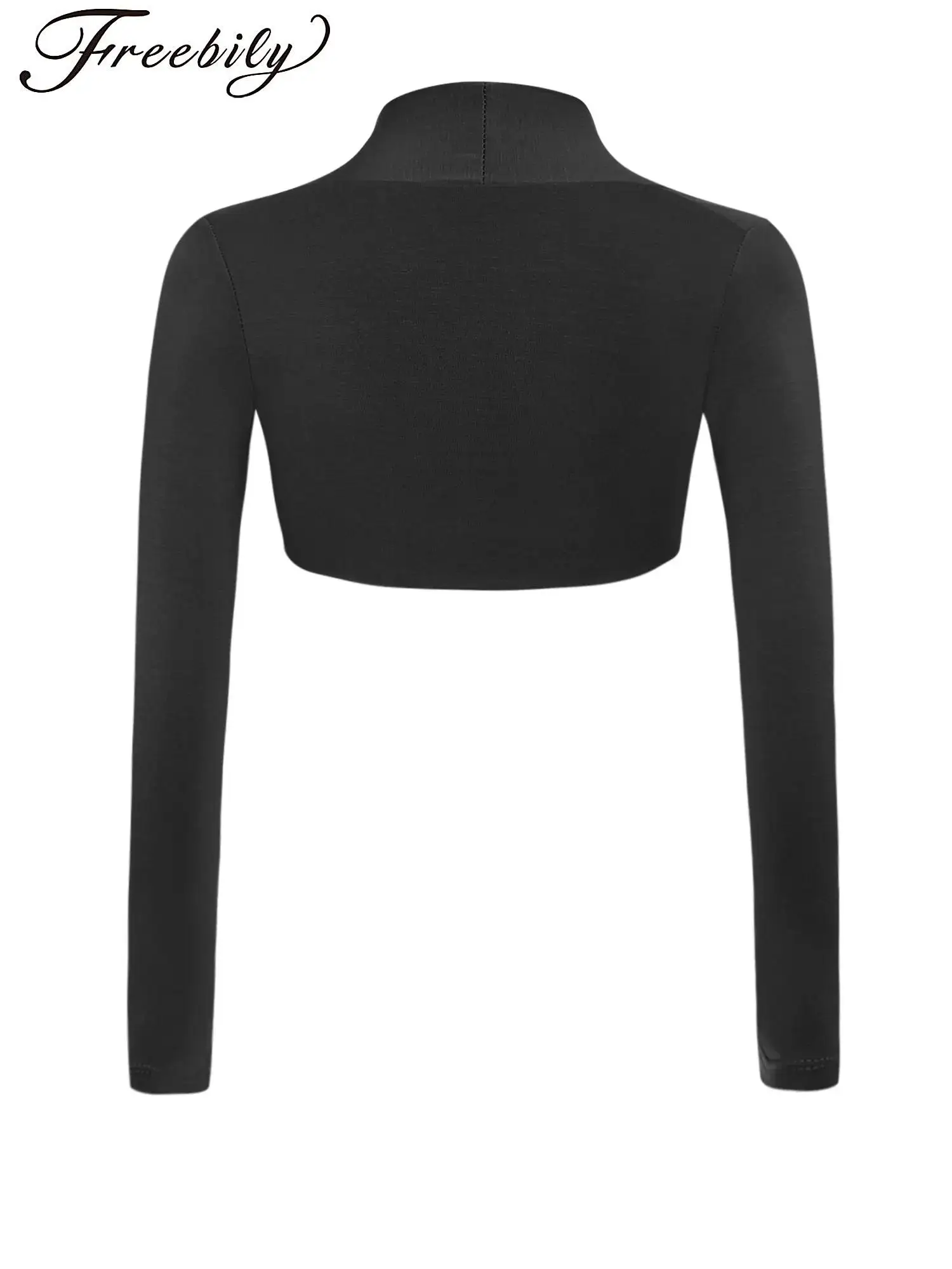 

Girls Ballet Tops Shrug Long Sleeve Dance Shirt Modern Classical Dance Coats Open Front Crop Top Ballet Wraps Bolero Warm Ups