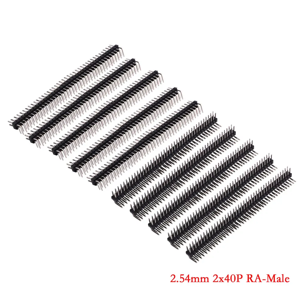 10PCS Double Row Male R/A PCB Connector Pins