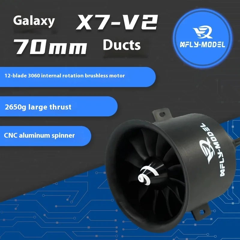 مروحة كهربية Xfly ، طائرة تحكم عن بعد ، دوران داخلي ، وحدة طاقة 12 شفرة ، نموذج 70 mmv2 ، 3060-kv2000 6s