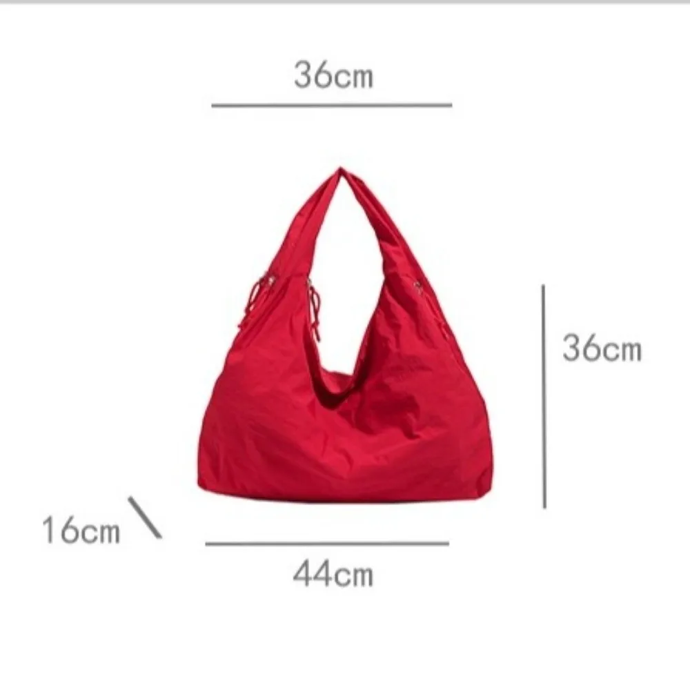 Neue Nylon-Schultertasche, Einfarbig, Große Kapazität, Unterarmtasche, Wasserdicht, mit Reißverschluss, Einkaufstasche für Frauen und Mädchen – Detail 1