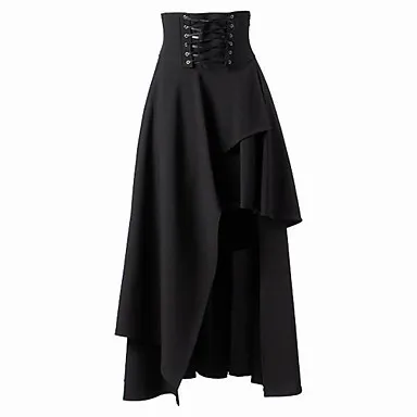 

HOT SALES！！！Steampunk Vintage Women Solid Color Lace Up High Waist Irregular Maxi Skirt Wholesale Dropshipping