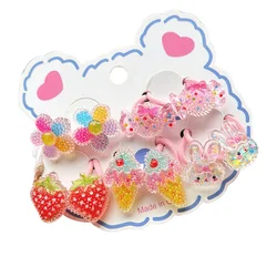 2PCS Cartoon Transparent Strawberry Girls Lovely Elastic Hair Bands Princess Hair Accessories Children Hair Ties Baby Headwear
