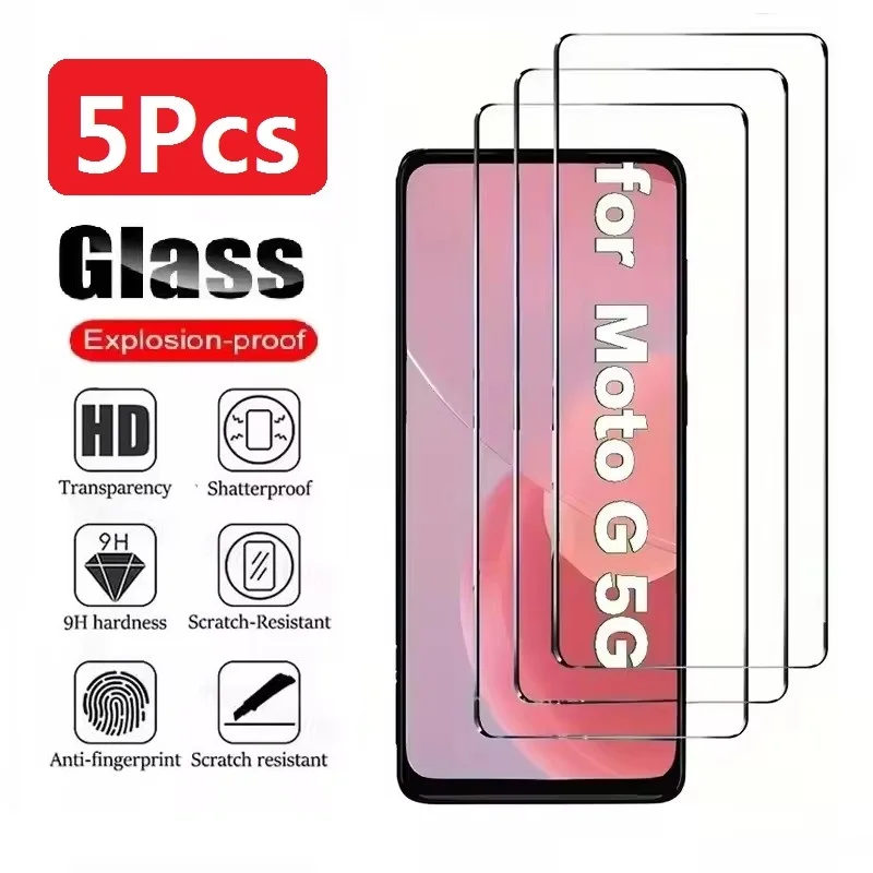 

5Pcs HD Screen Protector Tempered Glass For Motorola Moto E15 E14 E13 G 5G Play Stylus Thinkphone 25 X40 E22s E32s