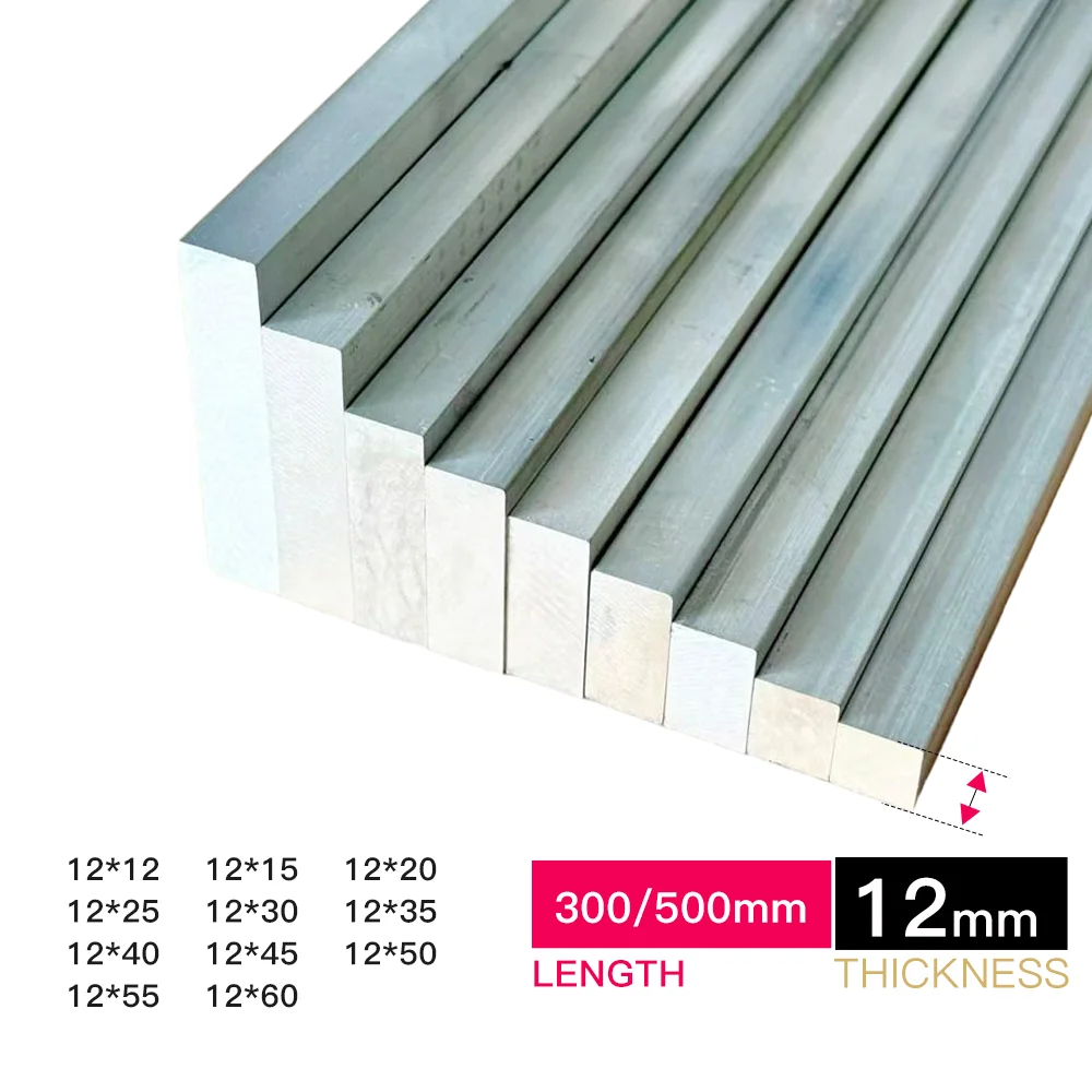 Aluminum Flat Bar 12mm Thick, 12-60mm Width, 300/500mm Length Aluminium Alloy Plate