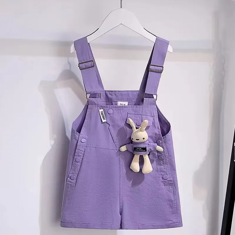 Summer Girls\' Clothing Set New Fashionable Children\'s Bunny Casual Short Sleeve T-shirt Shorts Two Piece Set