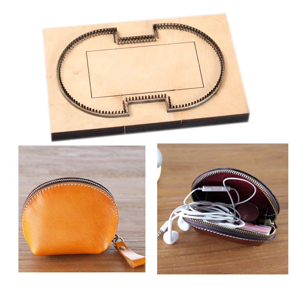 

DIY leather craft shell design coin bag wire organizer case die cutting knife mold metal hollowed punch tool blade set 10x7x4cm