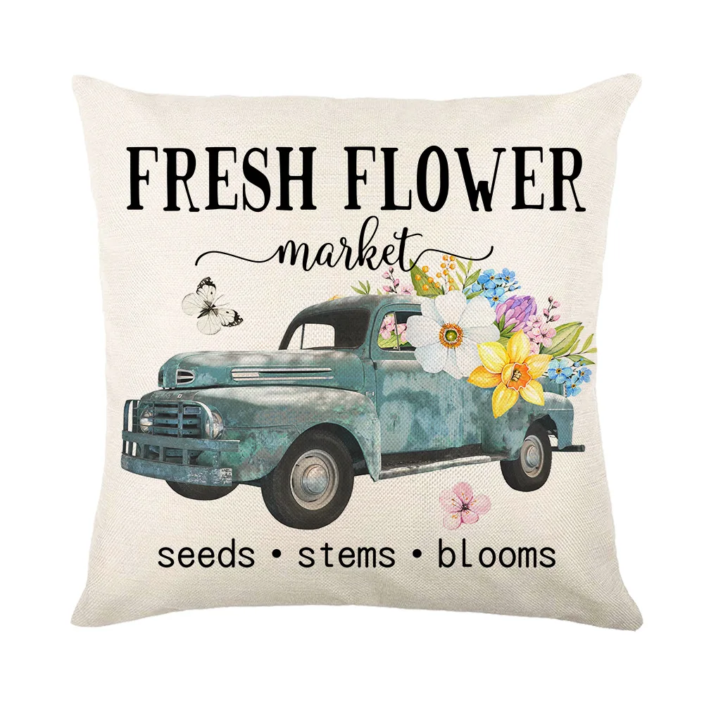 Cute Flower Fairy Printed Pillowcases Flowers Pillow Cover Spring Flower Market Decorative Pillow Case Home Decor Cushion Cover