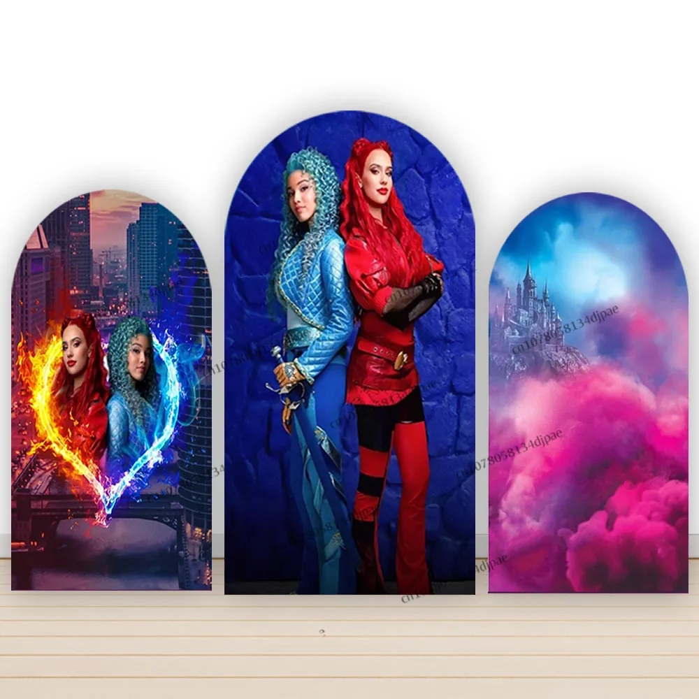 Descendants The Rise of Red Arch Backdrop Cover Girl Birthday Party Background Musical Fantasy Film Promotion Display Banner