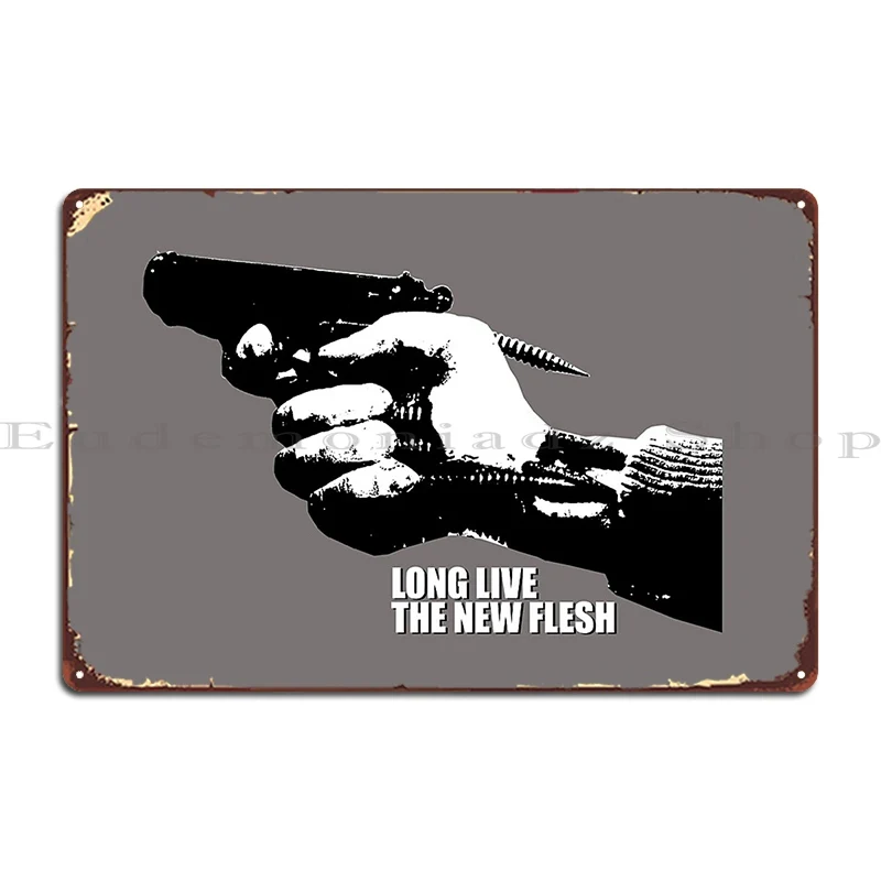 Videodrome Long Live The New Flesh Small Font Tshirt Metal Sign Designing Living Room Wall Decor Living Room Tin Sign Poster