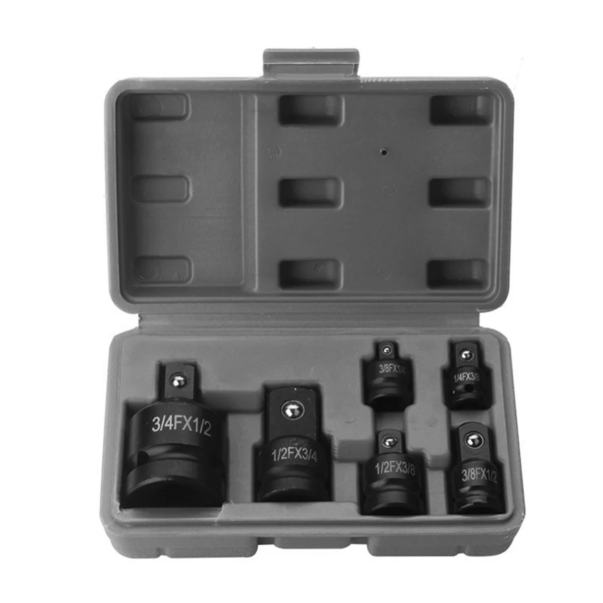 6Pcs Adapter Pneumatic Sleeve Head 1/2 to 3/4 Black Plastic Box for Automobile Torque Mechanical Hardware Products