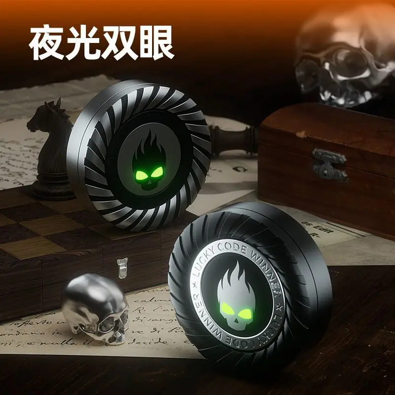 

Little devil EDC fingertip gyro ratchet decompression hand handle artifact ding mechanical push card decompression toy