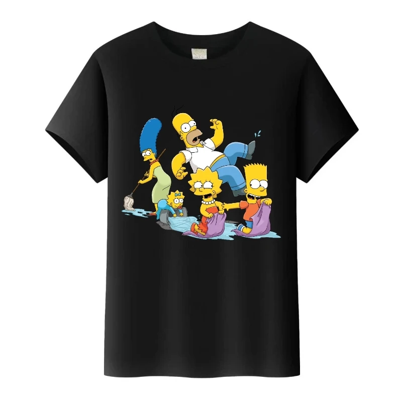 

Funny Disney Cartoon The Simpson Graphic Children t-shirt Ladies Tees Streetwear Man Tops Family Girl Blouses Black Women Tshirt
