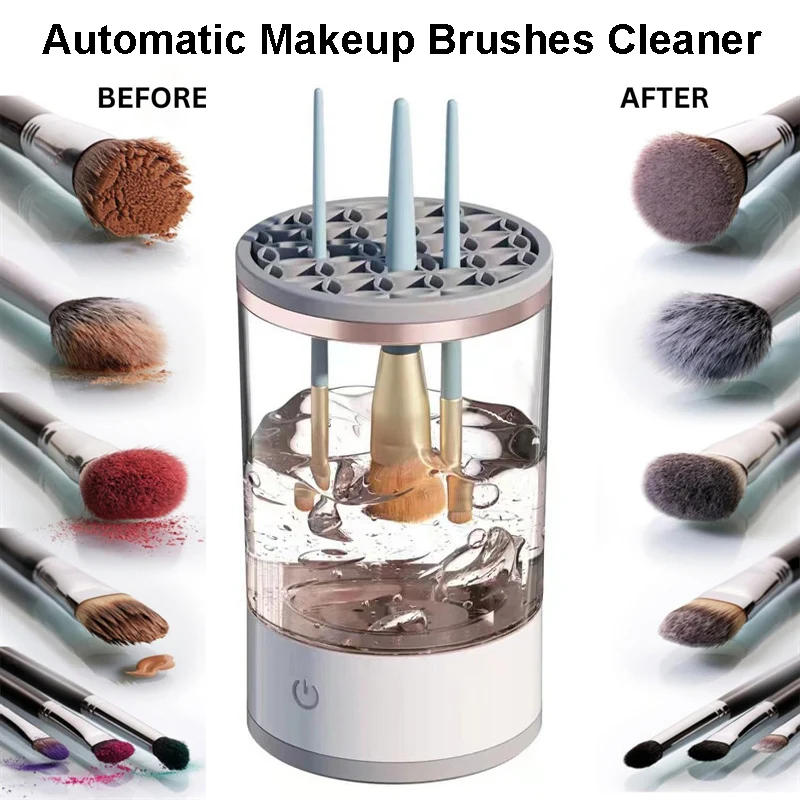 2pcs Electric Makeup Brush Cleaner and Dryer Set Automatic USB Rechargeable Brush Cleaner Makeup Brush Washing Drying Machine