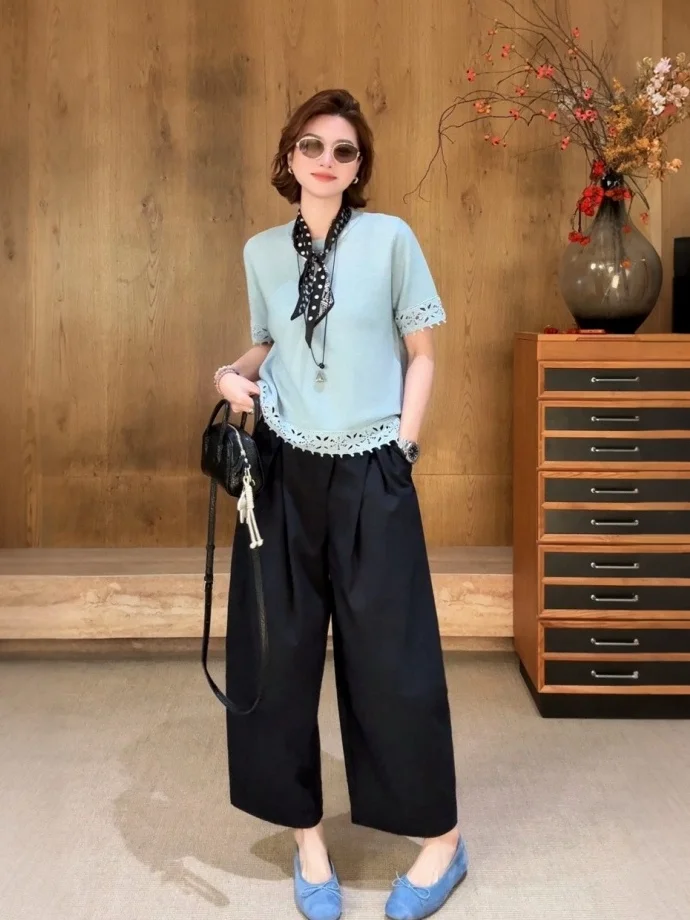 

Minimalist Style Paperbag Pants Casual High Waist Straight Leg Trousers Versatile Summer New Arrival by Yue Yue Bu Chī Yú