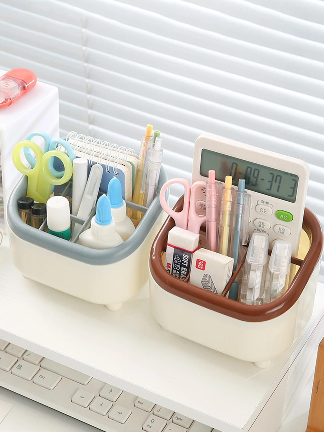 1/2pcs Desktop 6-Grid Trapezoidal Creative Pen Holder Student Home Mini Stationery Multi-Purpose Miscellaneous Storage Box
