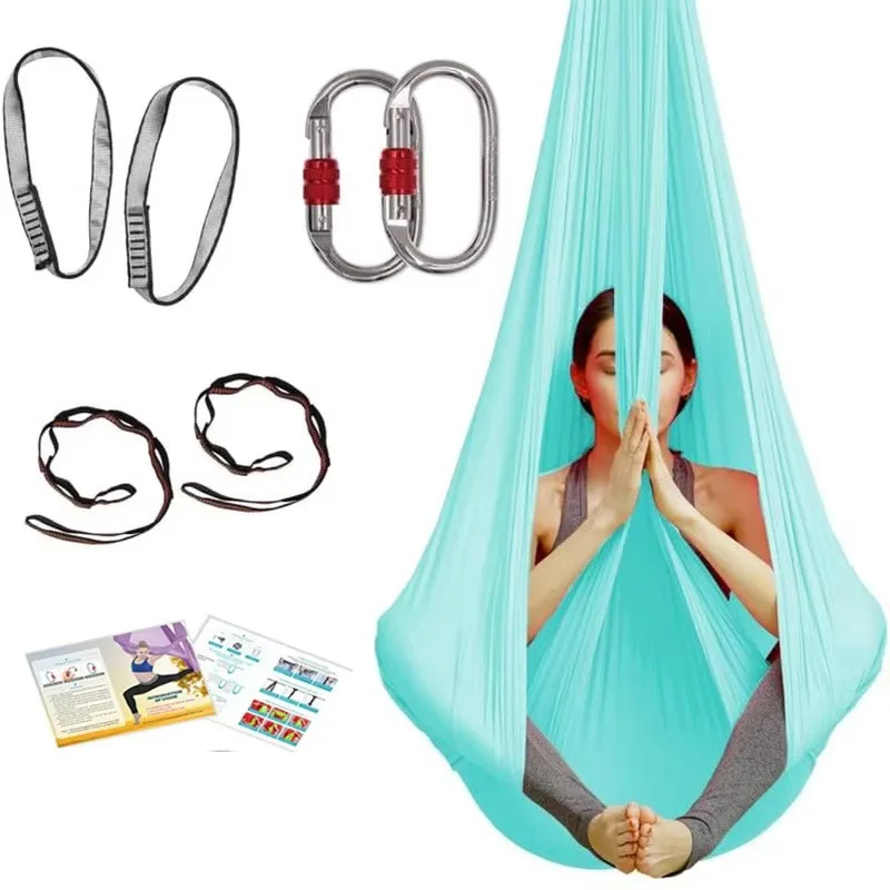 

2026 No-Knot Home Anti-Gravity Inversion Exercise 100% Polyester Aerial Yoga Hammock 156x108cm Extension Strap Carabiner Model A
