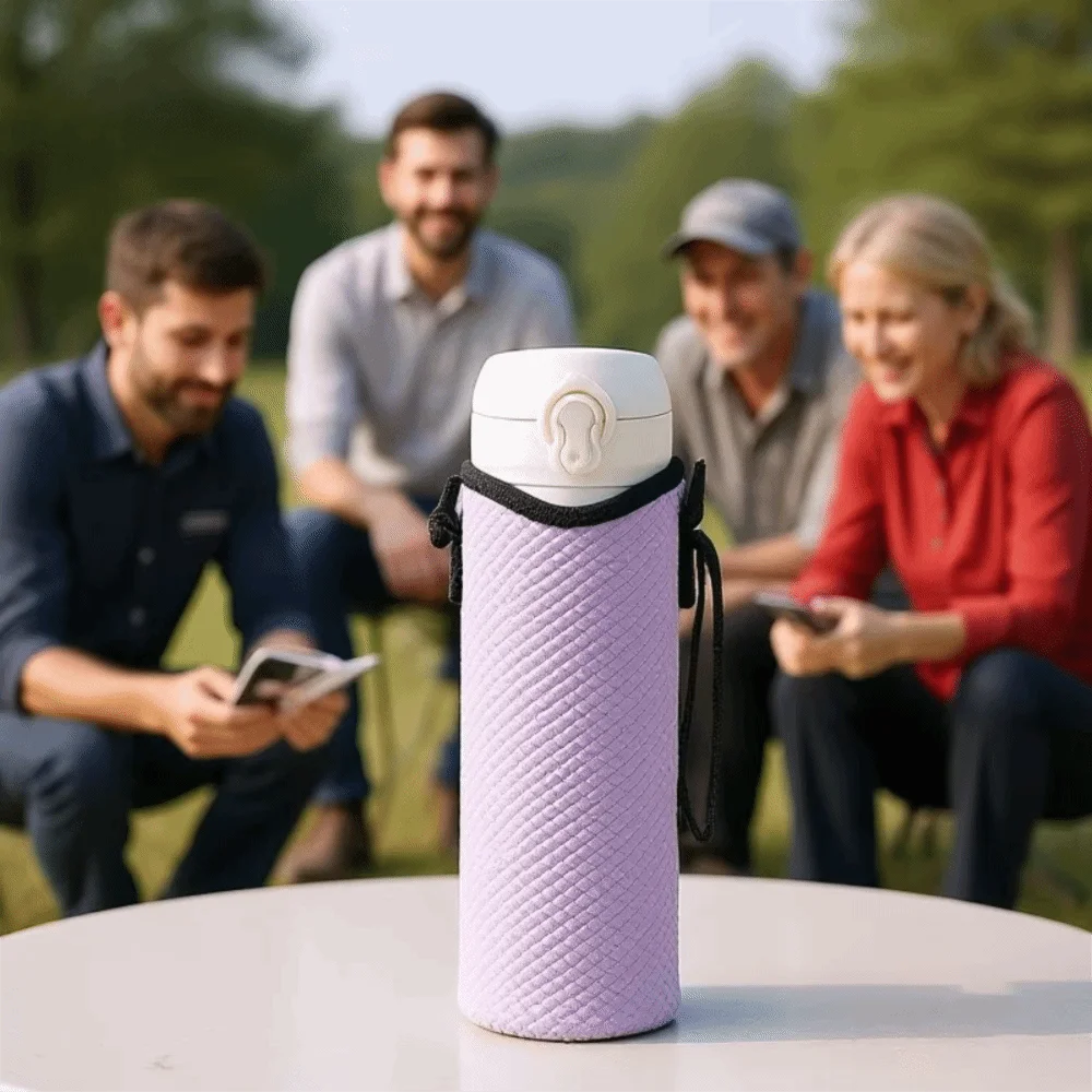 

2pcs Neoprene Sport Water Bottle Cover Waterproof Adjustable Shoulder Strap Water Bottle Case Plaid Texture Crossbody