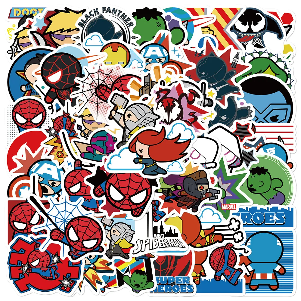 10/30/50PCS Marvel Stickers Cute Q Edition Disney Sticker DIY Toy Scrapbook Laptop Phone Guitar Bike Skateboard Cartoon Decals