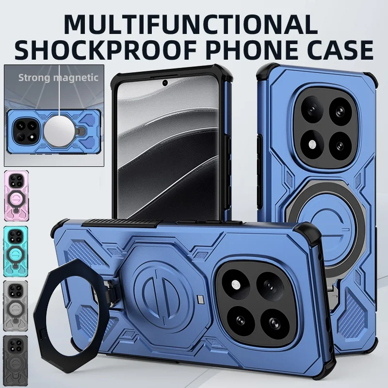 

360°Rotating Metal Ring Soft TPU+Hard PC Bumper Phone Case For XiaoMi 15T RedMi 14 Pro Plus 15 15C 14C K80 Turb 4 Holder Cover