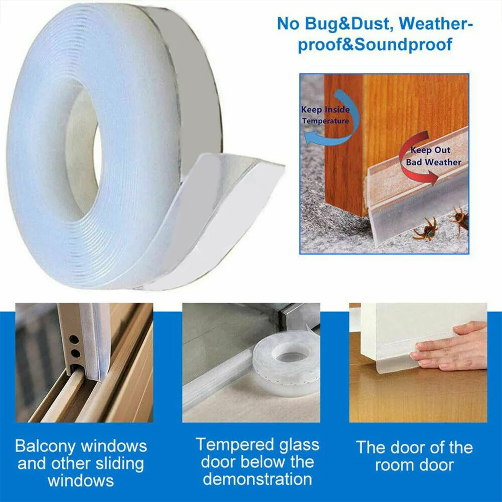 Practical Door Seal Seal Strip Silicone Soundproof Weather Windproof Casement Door Draught Excluder Dust-proof