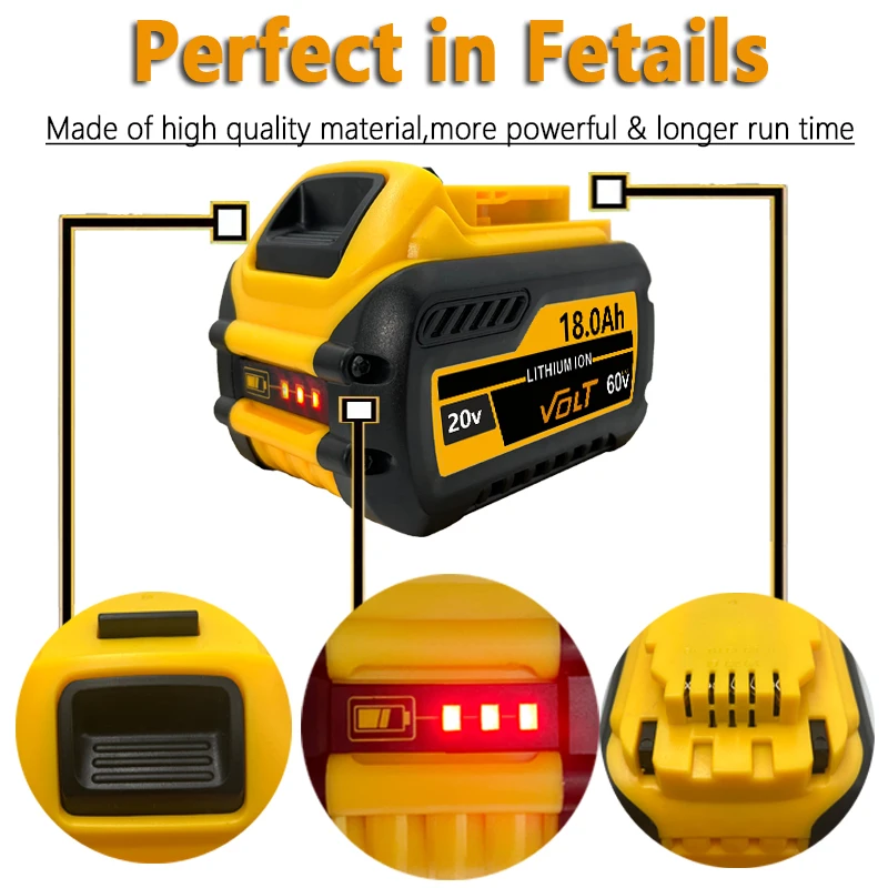 Nová 100% originální baterie DCB200 20V pro elektrické nářadí Dewalt DCB609 60V baterie 18,0 Ah DCB205 DCB206 - náhled 2