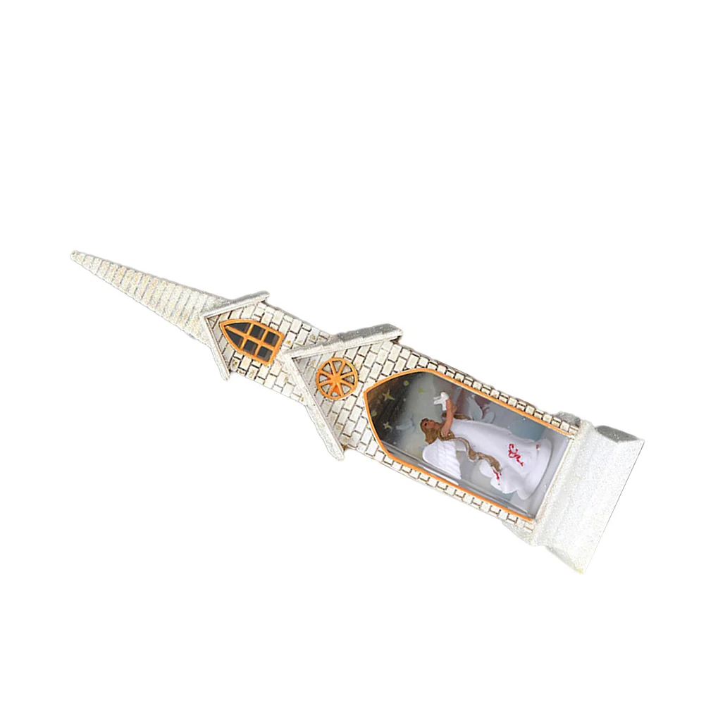 

Christmas LED Church Resin Xmas Lamp Post Decorative Wind Lantern made Eco Friendly Festive Atmosphere