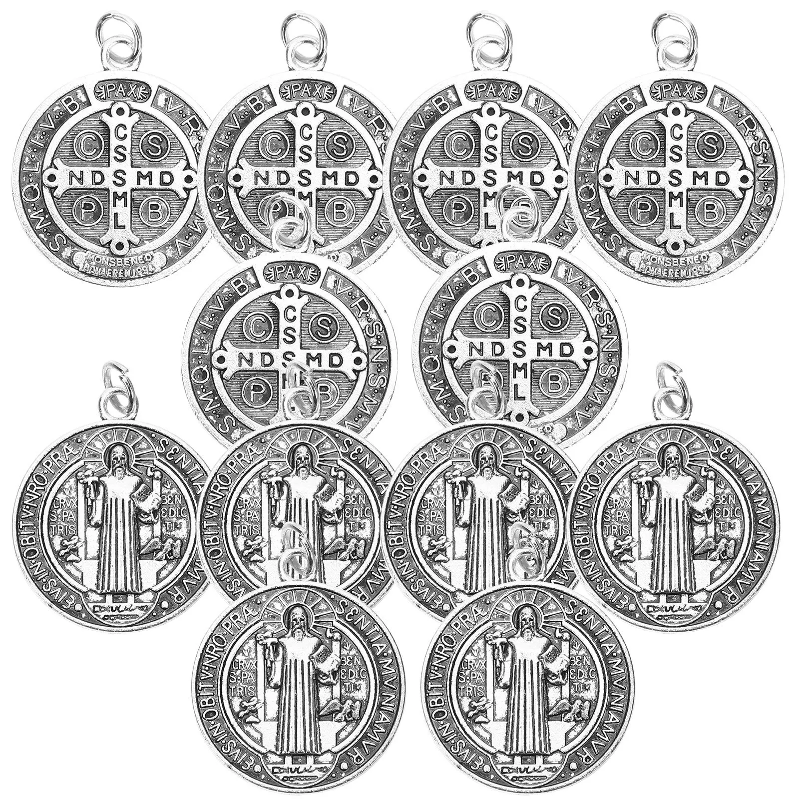 12Pcs Metal Pendant Charms Saint Necklace Keychain DIY Craft Jewelry Making Christian Gift Decorative Ornament