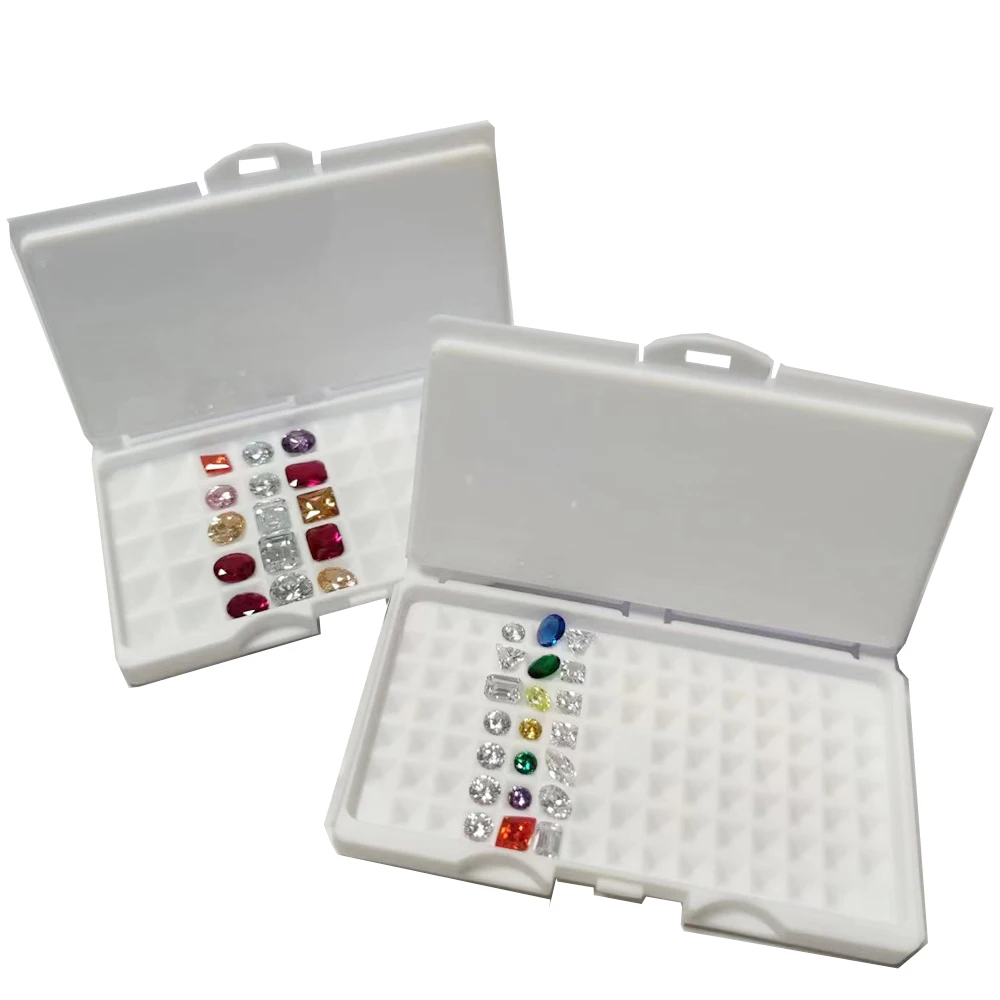 50Pcs Loose Diamond Storage Box Clear Gemstone Organizer Case Charm Holder Bead Container Piercing Jewelry Gem Stone Display Box