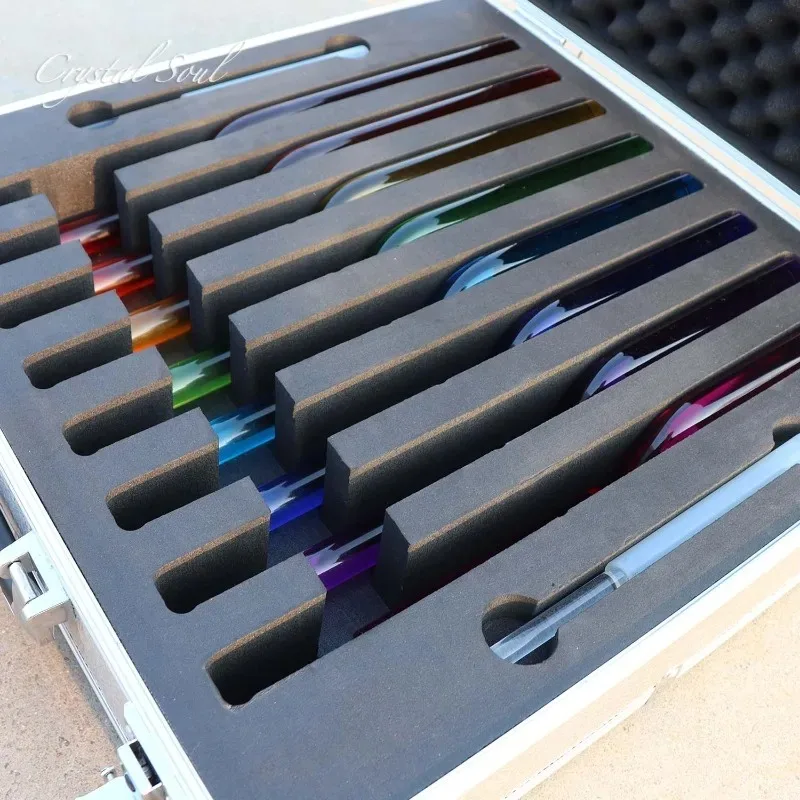 Crystal Soul 16mm Chakra Quartz Tuning Fork Set Spirit Musical Instrument 8-piece Tuning Fork Instrument Series