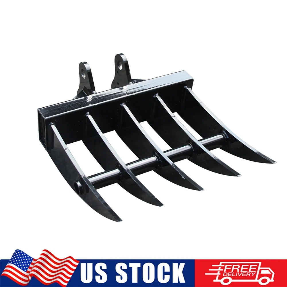 Rake Attachment for Mini Excavator Metal Wide Backhoe Rake for Farm Garden 25mm Hole Diameter Suitable for 1ton Mini Excavators