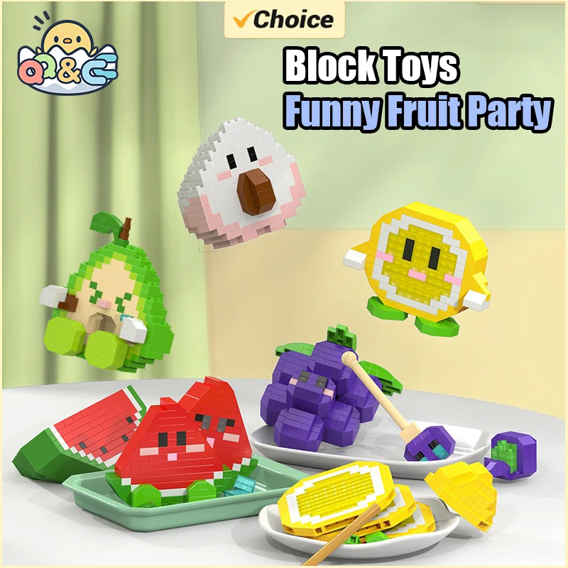 

Building Blocks Fruit Banana Bricks Kawaii Watermelon DIY Assembled Puzzle Cute Table Decor Children's Toys for Kids Gifts