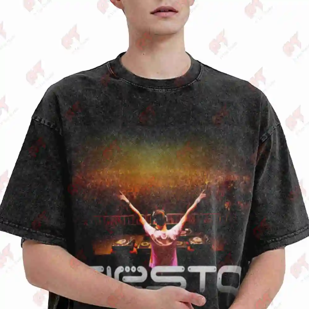 Tiesto DJ Stage Logo Vintage Washed Tee Pure Cotton T-Shirt - view 2