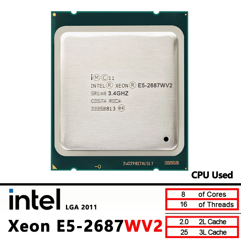 Intel Xeon 2687WV2 E5 2687W V2 Used 8-Core 3.4GHz 150W 25 MB CPU Processor LGA 2011