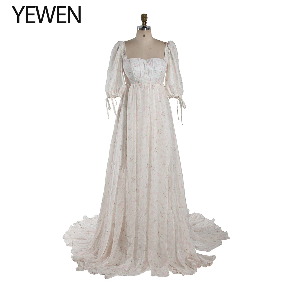 

2025 Chiffon Floral Dress for Beach Wedding Guest Party Event Elegant Maxi Gown Custom Color Photography Outfit YW231031
