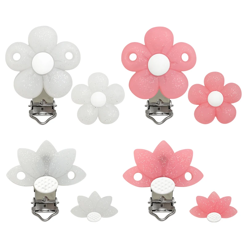 3/10Pcs Silicone Flower Beads Pacifier Clips for DIY Nipple Chain Bead Pen Bead Jewelry Accessories