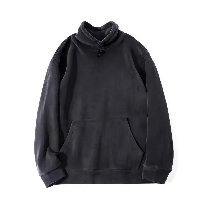 

Thiened Fce Lined f High Collar Men's Sweatirt Warm Outerwear Retro Sle Color Autumn Winter Large Size Jaet