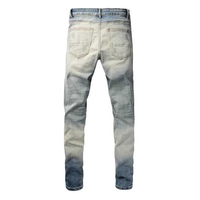 

Men's Patches Slim Fit Jeans High Street Hip Hop Skinny Ripped Holes Washed Distressed Frayed Denim Pants
