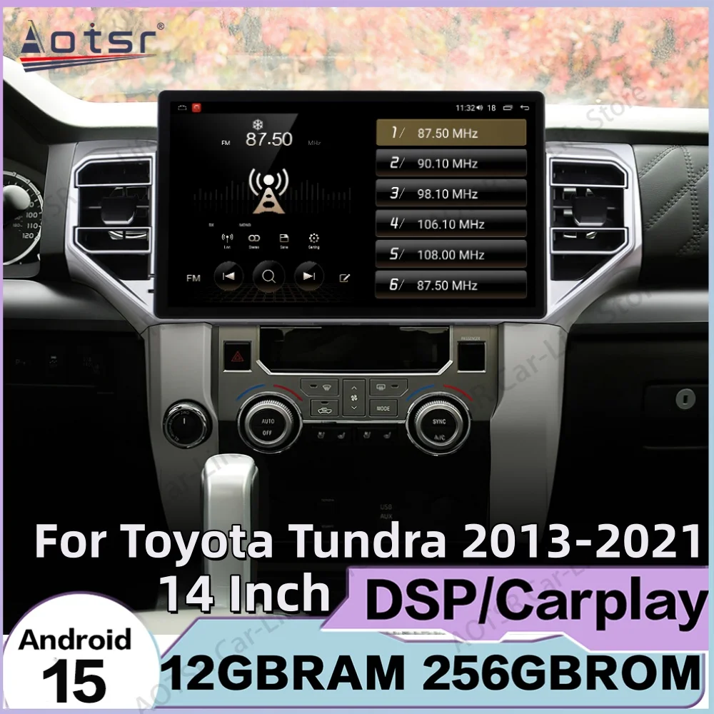 For Toyota Tundra 2013~2021 Android 15 Auto Carplay Car Radio Stereo Player GPS Navigation Automotive Multimedia Auto Head Unit