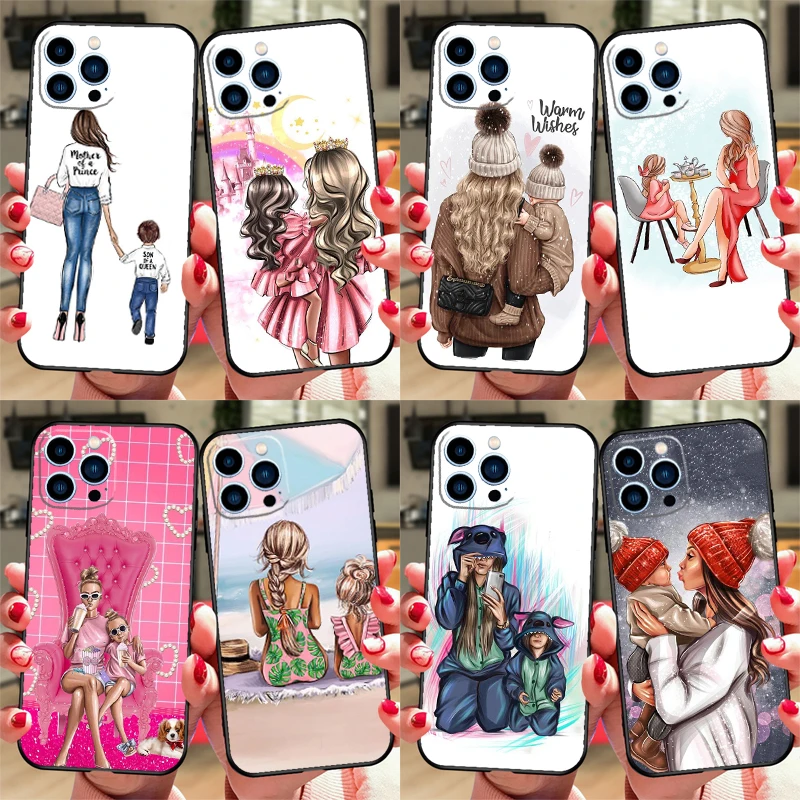 スーパーママ 赤ちゃん 女の子 息子 娘 スマホケース iPhone 17 Air 16 15 14 13 11 12 Pro Max 13 12 mini 15 16 Plus 16e カバー コック