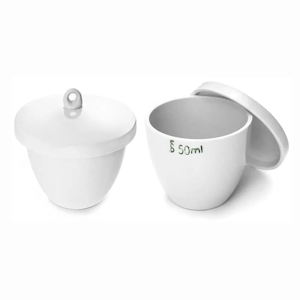 

New With Lid Lab Porcelain Crucible White Smooth Surface Laboratory Crucible 50ml Capacity School Labratory Experiment